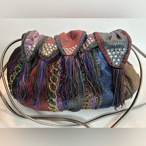 Vintage 80’s Rita Diana Mylinka Skyrocket Drawstring Leather Embellished Purse